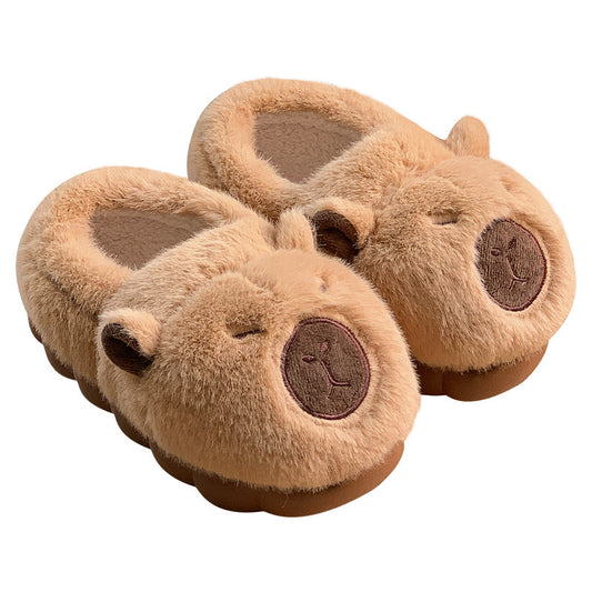 Plush Capybara Slippers Comfortable Slip-on House Shoes Non-Slip Fluffy Couple Slippers Furry Animal Slippers For Indoor Bedroom