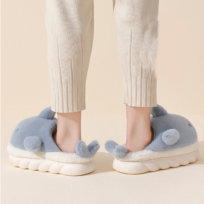 Shark Slippers Soft Sole Furry Shoes Home Bedroom Slippers