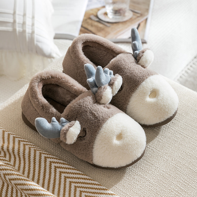 Home cute cotton reindeer slippers