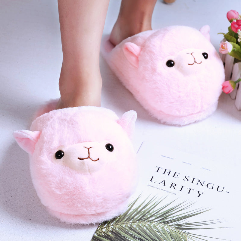 Cute Alpaca plush indoor slippers