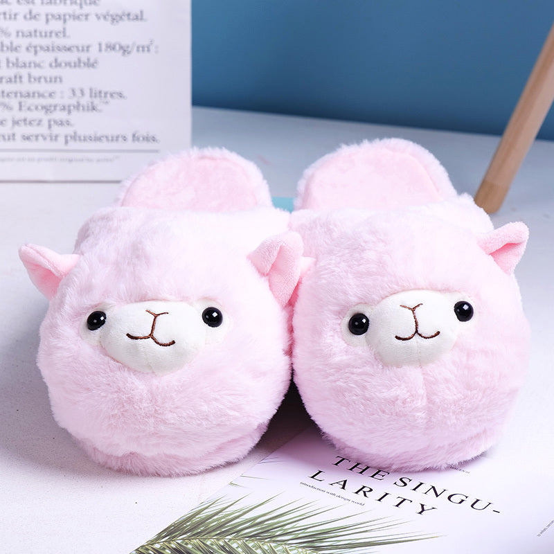 Cute Alpaca plush indoor slippers