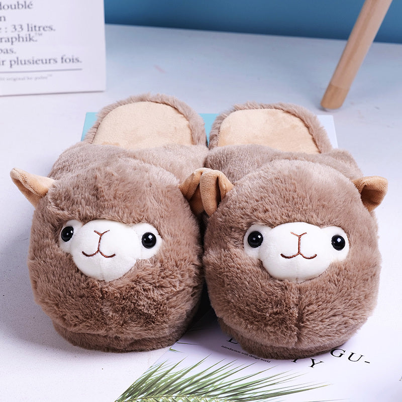 Cute Alpaca plush indoor slippers