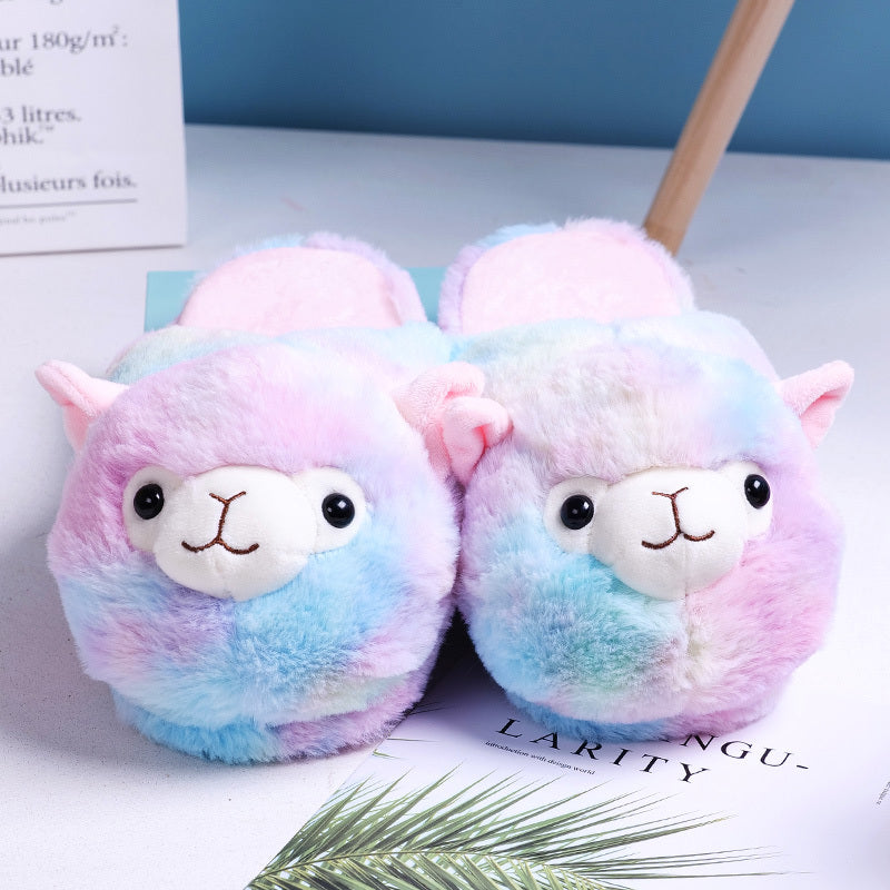 Cute Alpaca plush indoor slippers