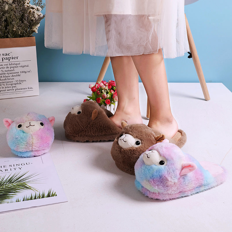 Cute Alpaca plush indoor slippers