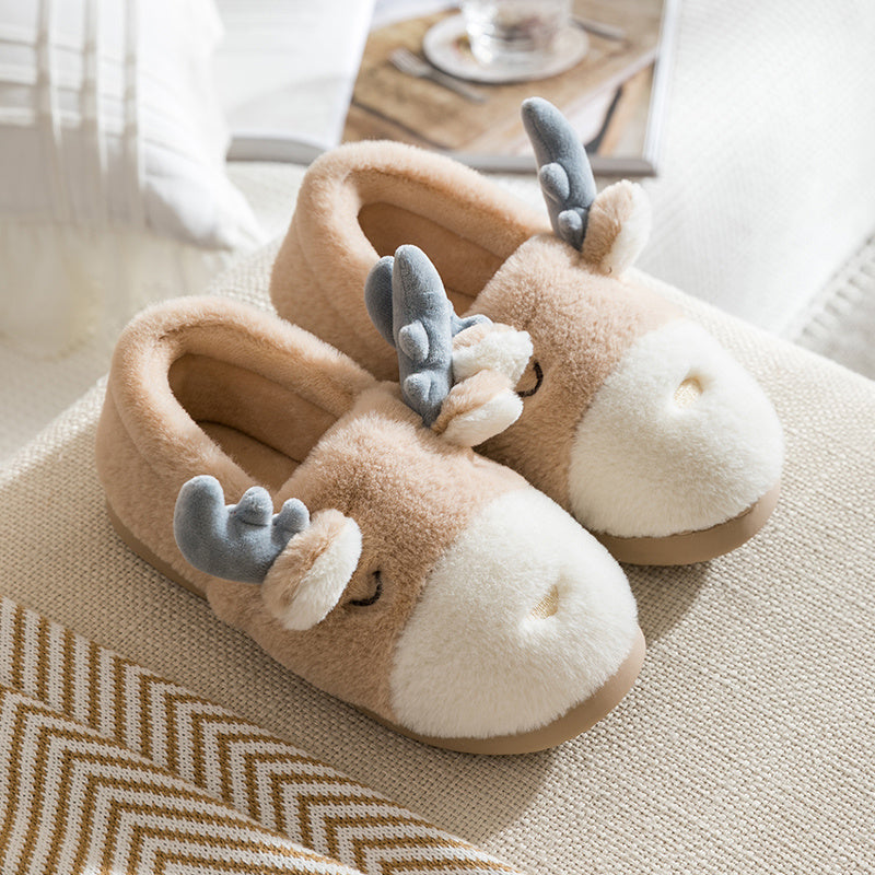 Home cute cotton reindeer slippers