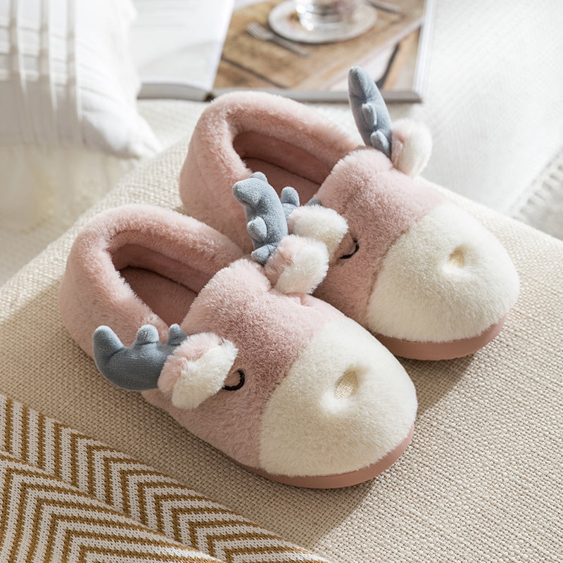 Home cute cotton reindeer slippers