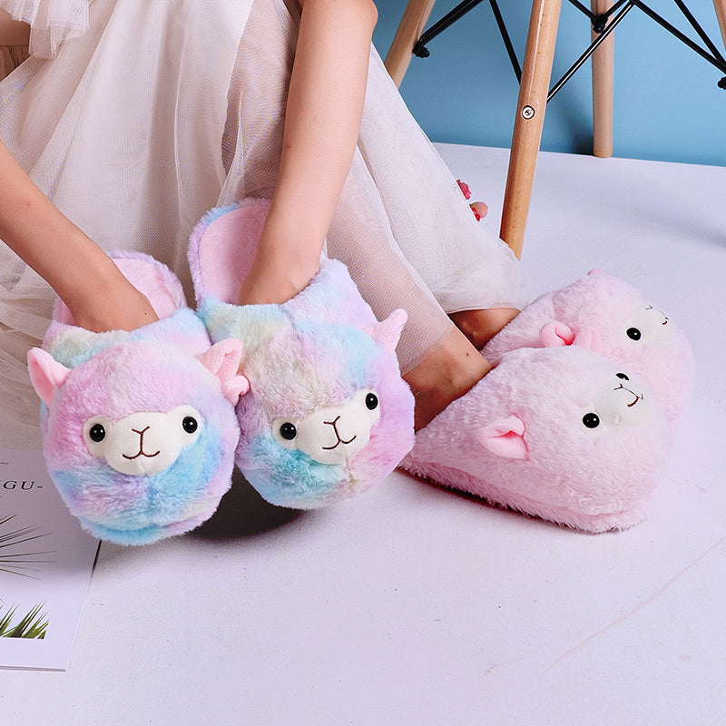 Cute Alpaca plush indoor slippers