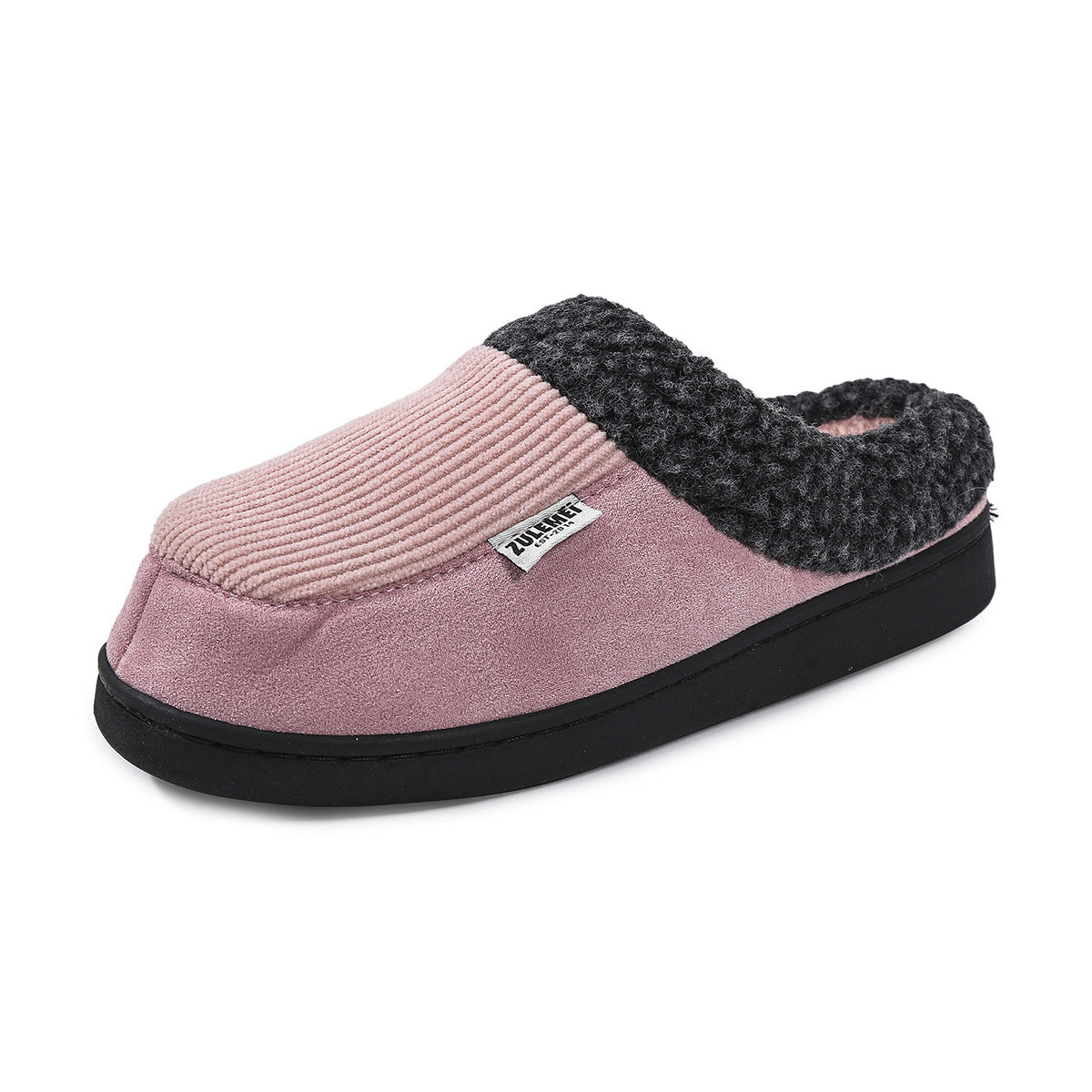 Solid Striped Cotton Slippers Thick Sole