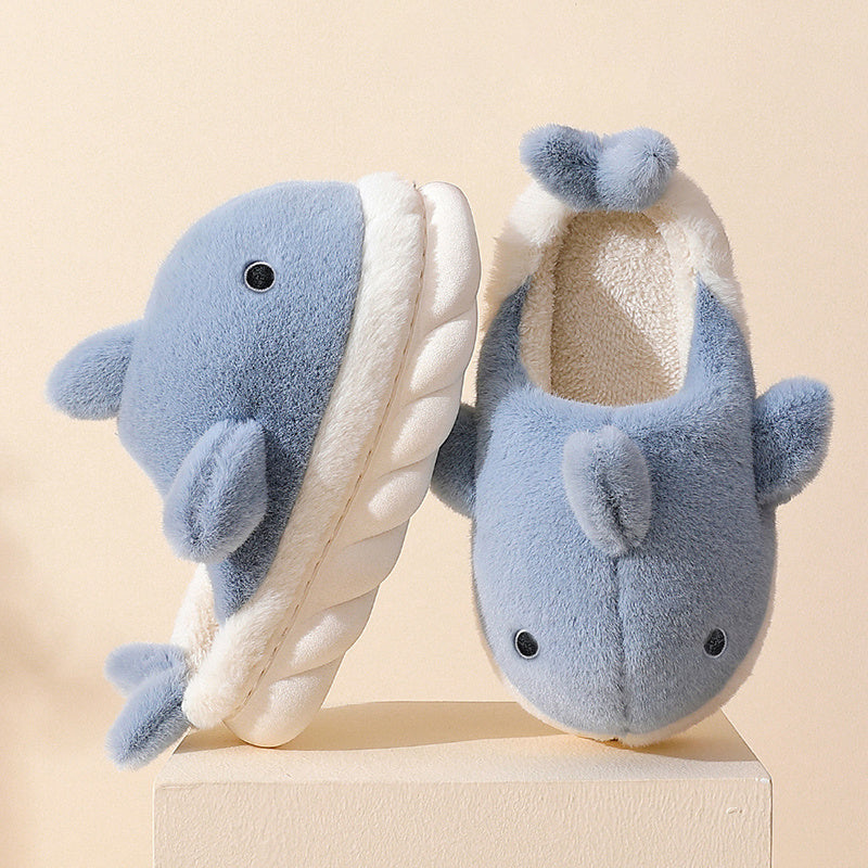 Shark Slippers Soft Sole Furry Shoes Home Bedroom Slippers